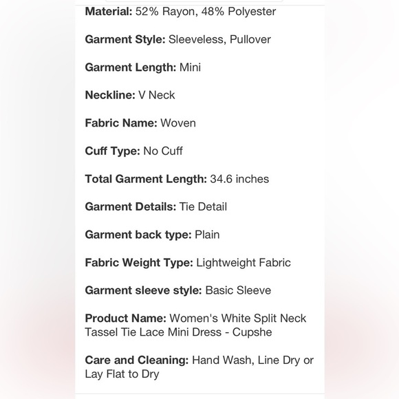 Women's White Split Neck Tassel Tie Lace
Mini Dress - new - Picture 7 of 10